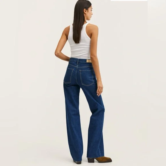 MANGO Women's 6 High Waist Wide Leg Jeans Blue - Picture 5 of 16